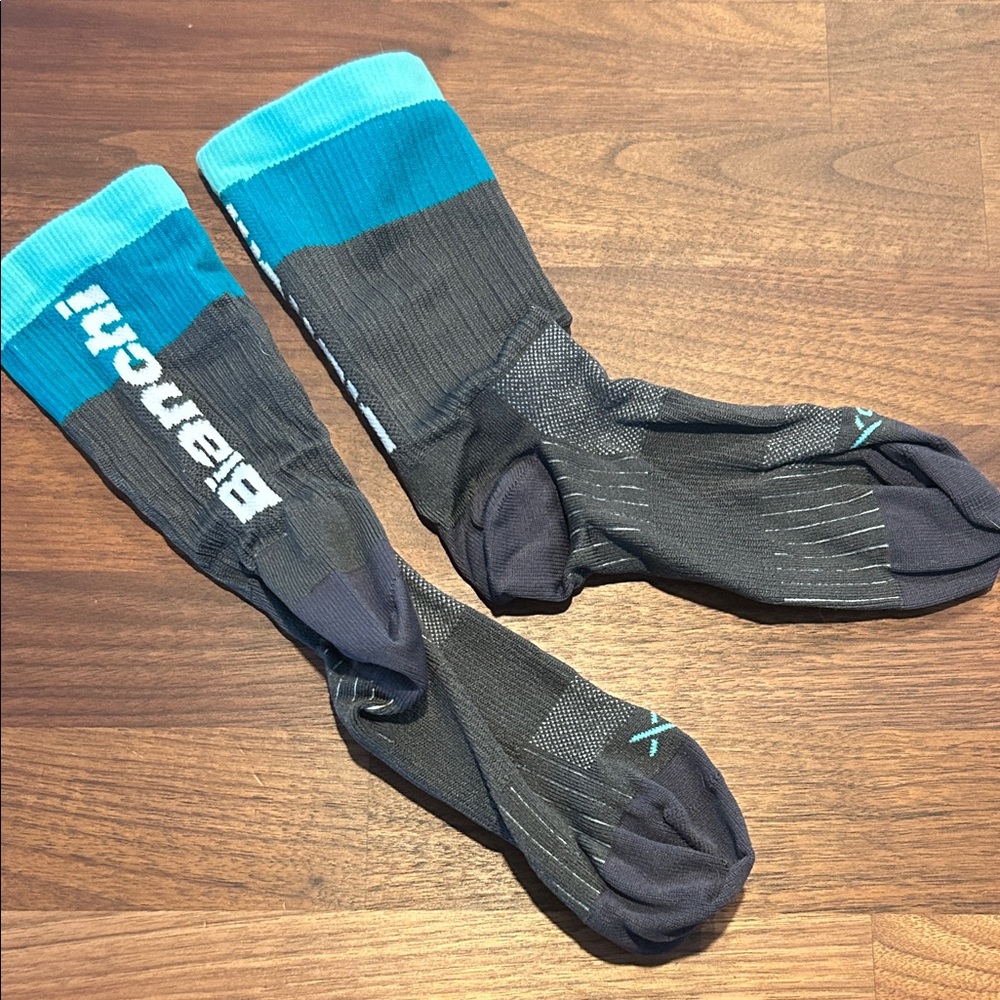 Sock Guy SGX Bianchi Gray and Blue Cycling Socks